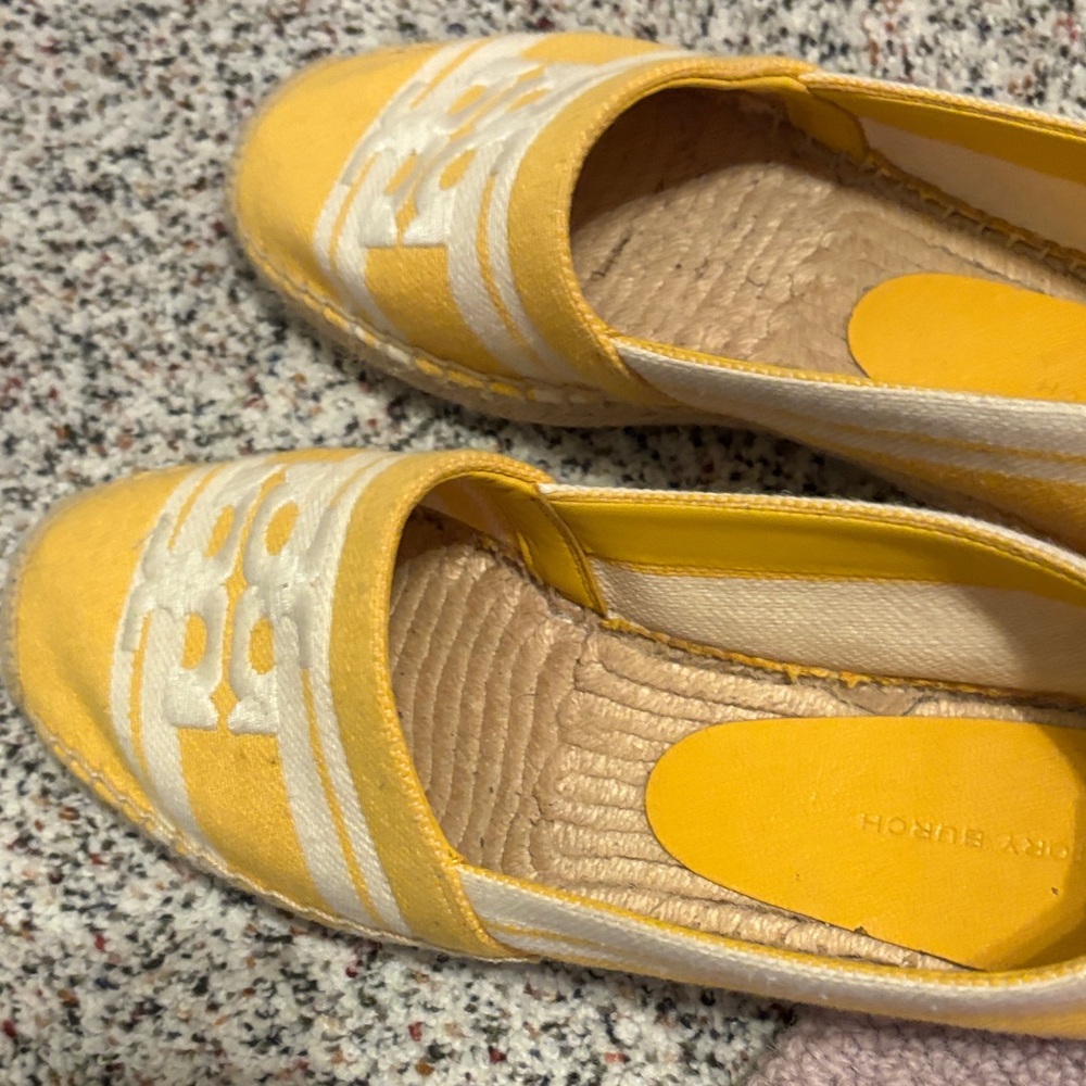 Tory Burch Yellow Canvas Logo Espadrilles - Picture 5 of 7